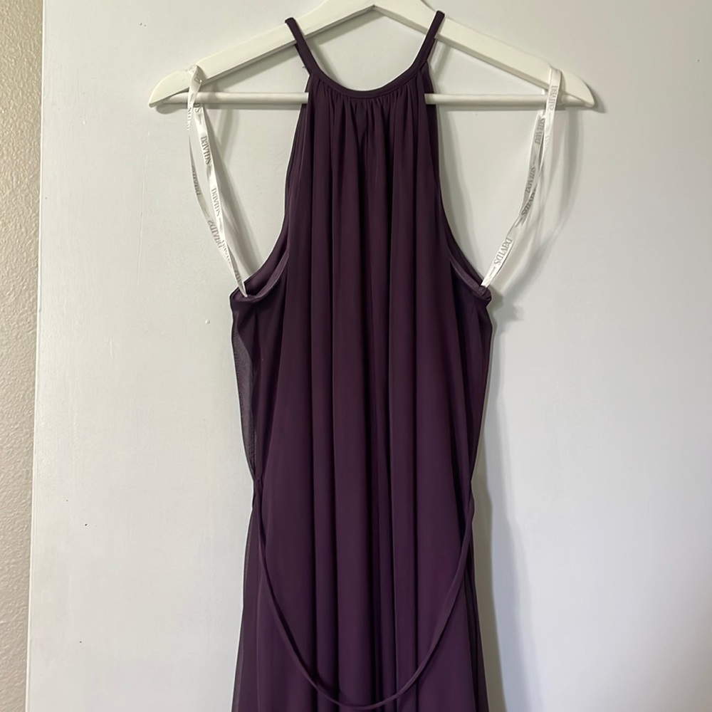 Purple knee length bridesmaids dress